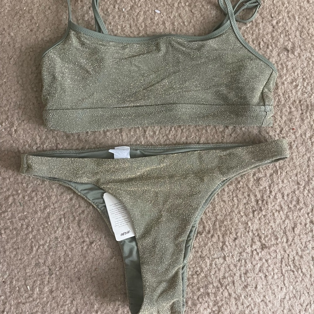 Aerie Shimmering Olive Bikini Set